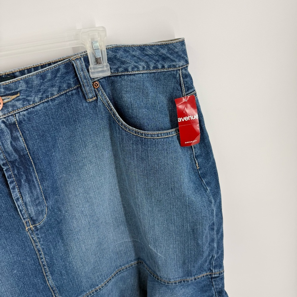 Avenue Blues NWT Tiered Denim Skirt Women's Size 22 Cotton Ruffled Hem Retro - Picture 4 of 10
